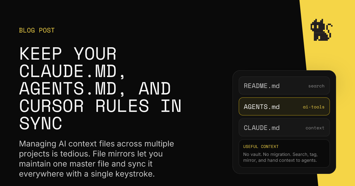 Keep Your CLAUDE.md, AGENTS.md, and Cursor Rules in Sync | strayfiles